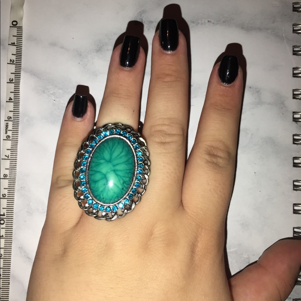 Adjustable Large Stone Ring - image 1